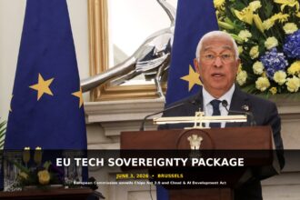 European Commission press conference, June 3 2026, Brussels — announcing the EU tech sovereignty package including Chips Act 2.0 and the Cloud and AI Development Act